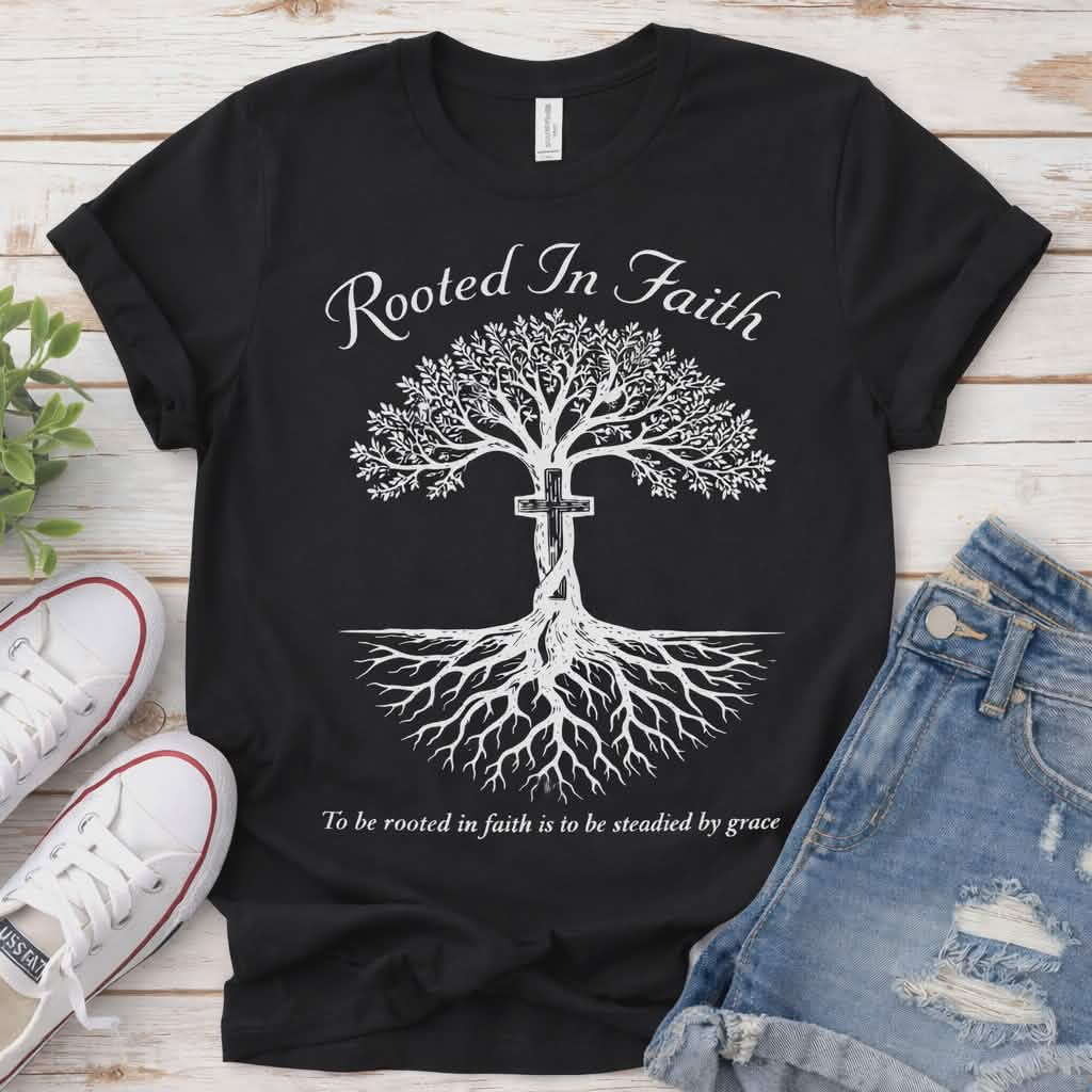 Rooted In Faith Christian Shirt – Inspirational Faith Tee