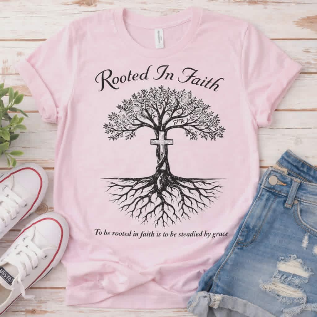 Rooted In Faith Christian Shirt – Inspirational Faith Tee
