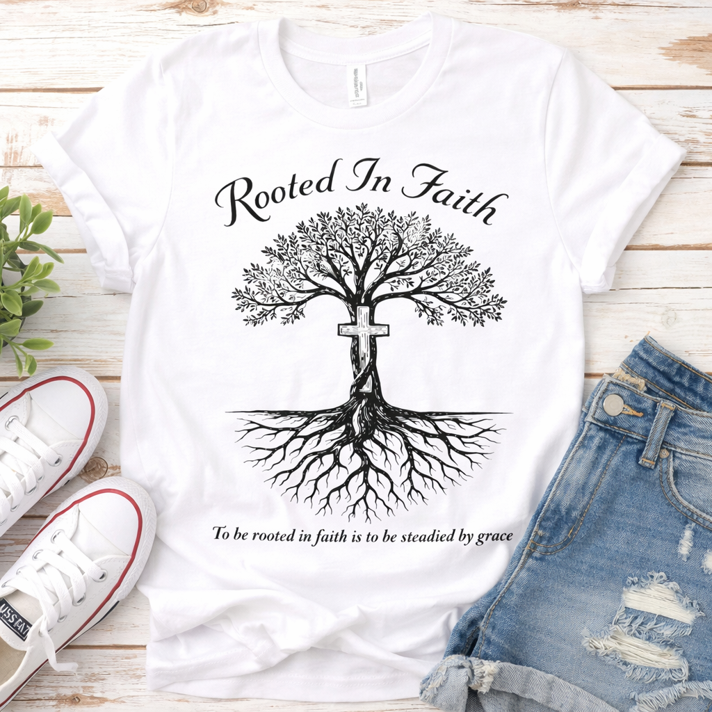 Rooted In Faith Christian Shirt – Inspirational Faith Tee