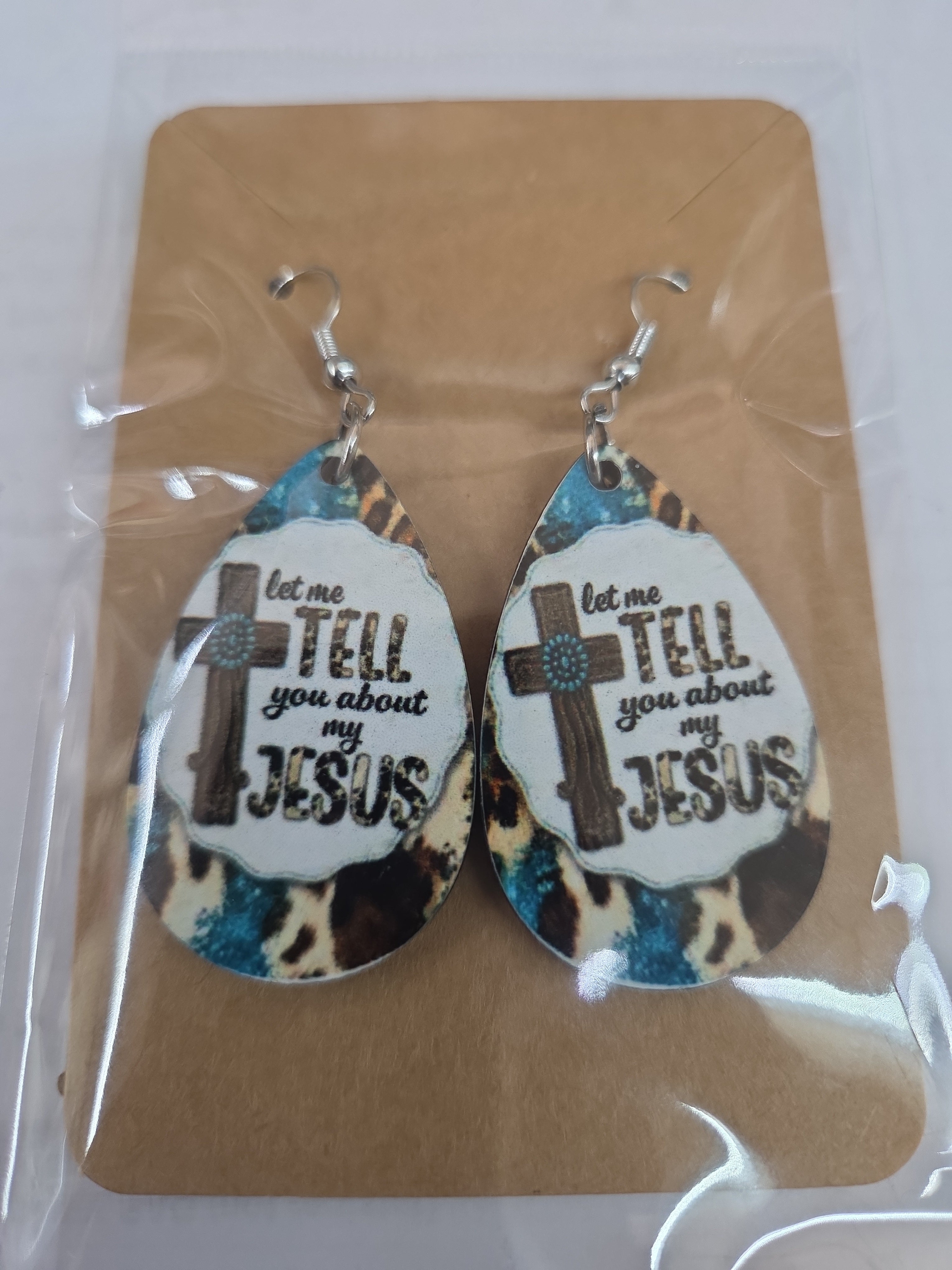 "Let Me Tell You About My Jesus" Teardrop Earrings ✝️